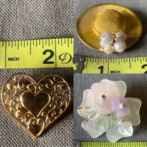 3 small brooch pins - sold as set